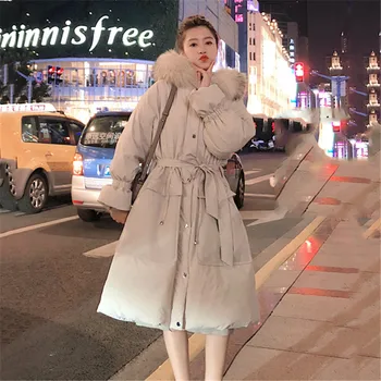 

Fashion 2020 Winter Jacket Women Fur Collar Down Long Parka Warm Jacket Female Hooded Loose Women Coat Overcoats XA40