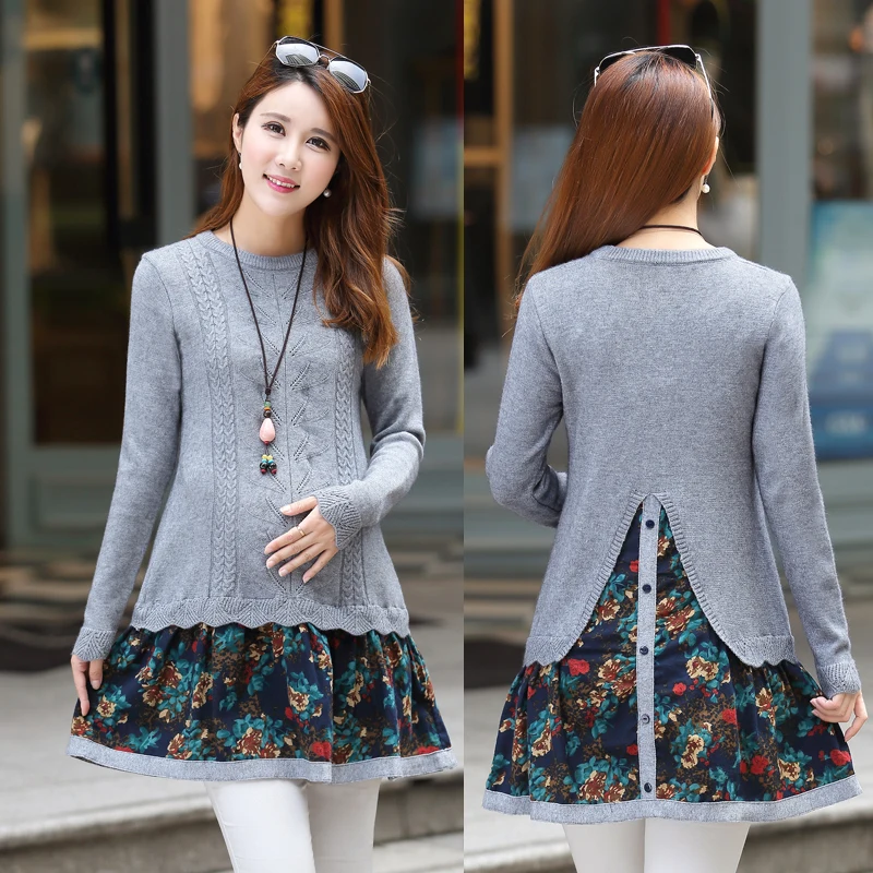 

New maternity dress long sleeve knit clothes A dress for pregnant women in Spring Autumn Winter