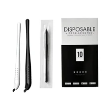 10 шт. Dissposable microblading ручка 18U/14pin EO газ стерилизованный 3D микро лезвия инструменты Перманентный макияж машина бровей татуировки