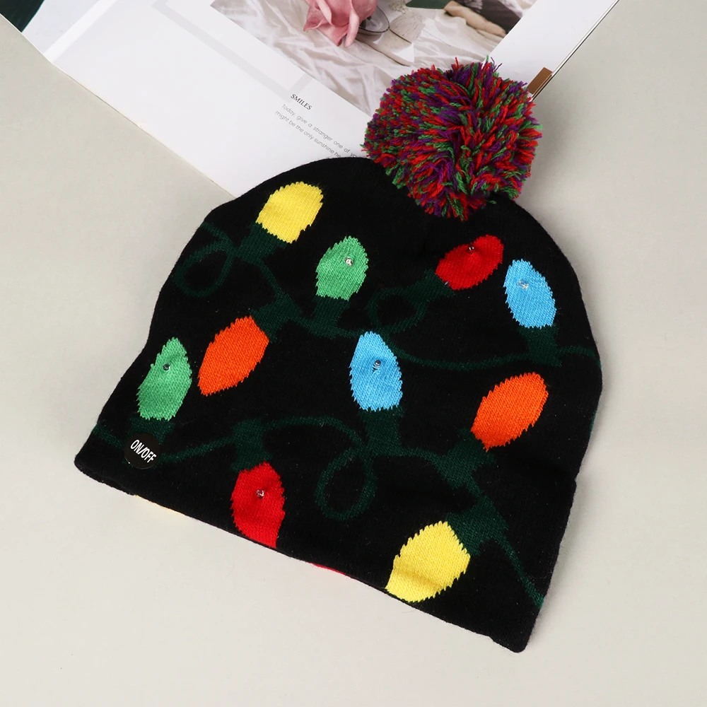 2018 Winter LED Christmas Cap Beanies Christmas Sweater Tree Beanie