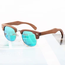 Полуоправы солнцезащитные очки из дерева ручной работы Поляризованные линзы для мужчин и женщин ореховые солнцезащитные очки высокого качества UV400