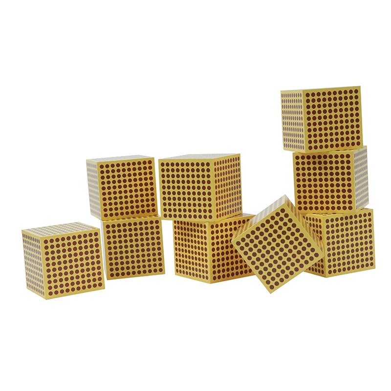 Тысяча кубиков/сто квадратных цифр обучающая деревянная математическая игрушка Монтессори материал золотые бусины приспособления для обучения - Цвет: 9 Thousand Cubes
