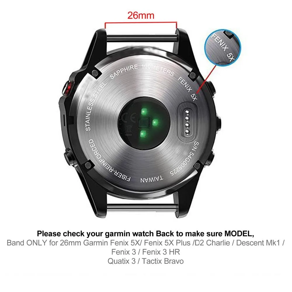 26 мм ремешок для часов из натуральной кожи Garmin Fenix 5X/5X Plus/Fenix 3/D2/Descent быстросъемный