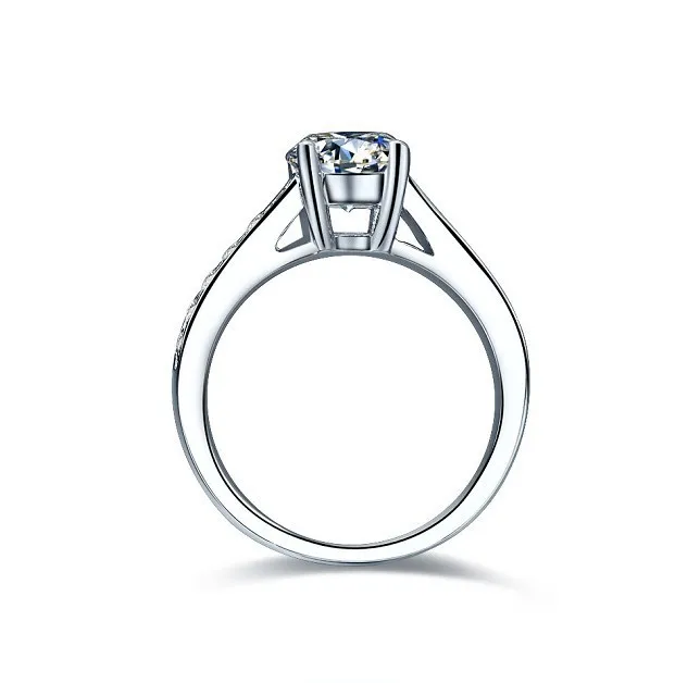 

1 Carat Solid 750 Gold Four Prongs Round Undertaken CHARLES&COLVARD Moissanite Women Wedding Ring Engagement Jewelry For Her
