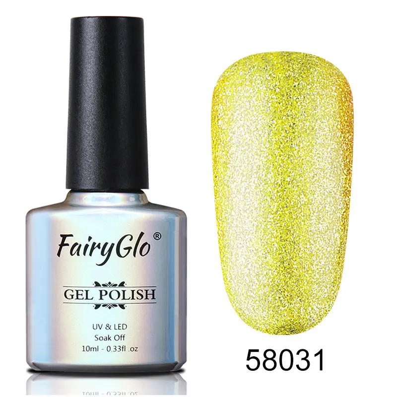 FairyGlo, 10 мл, Платиновый Гель-лак для ногтей, блестящий блеск, замачиваемый Гель-лак, долговечный УФ светодиодный Гель-лак для ногтей, гели для дизайна ногтей - Цвет: BJJ58031