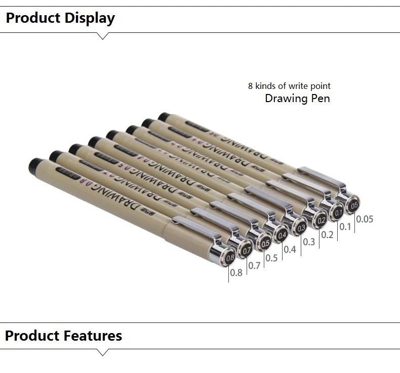 8 видов точек письма 0,05-0,8 мм тонкие точечные маркерные ручки для рисования дизайнерские ручки школьные и офисные канцелярские принадлежности для студентов