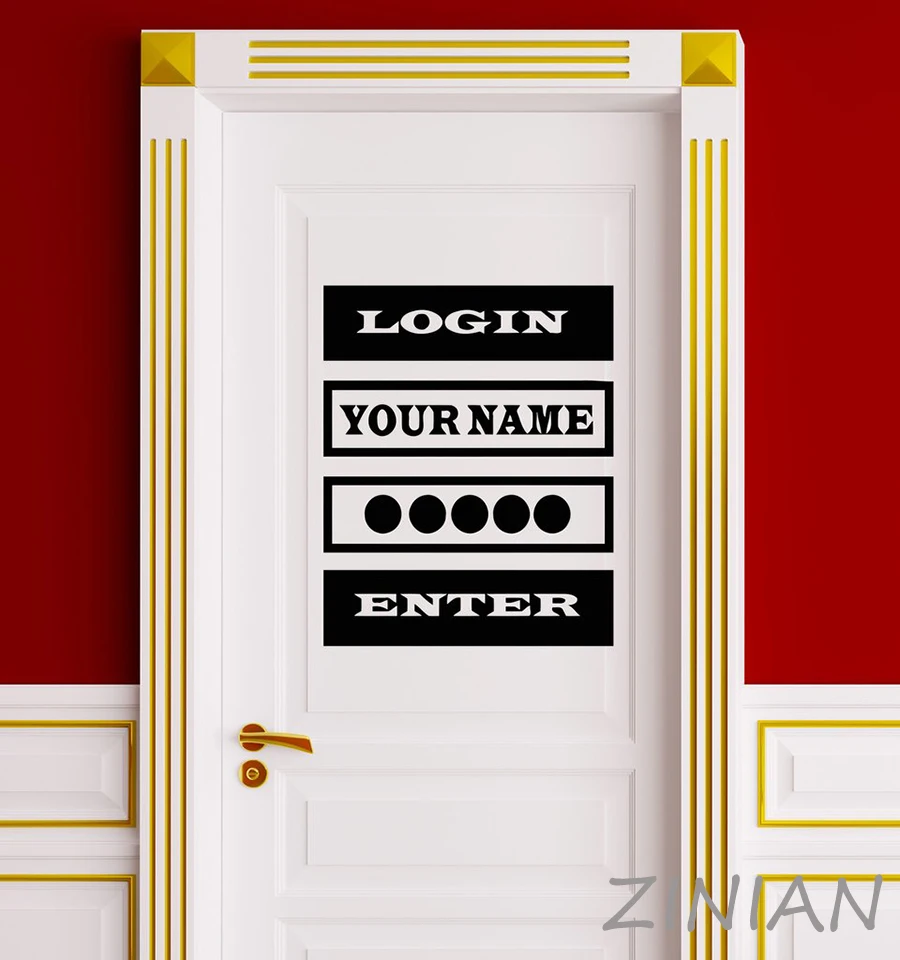 

Vinyl Decal Sticker Quote Login Password Video Game Computer Door Stickers Teens Boys Bedroom Playroom Decoration Murals Z556