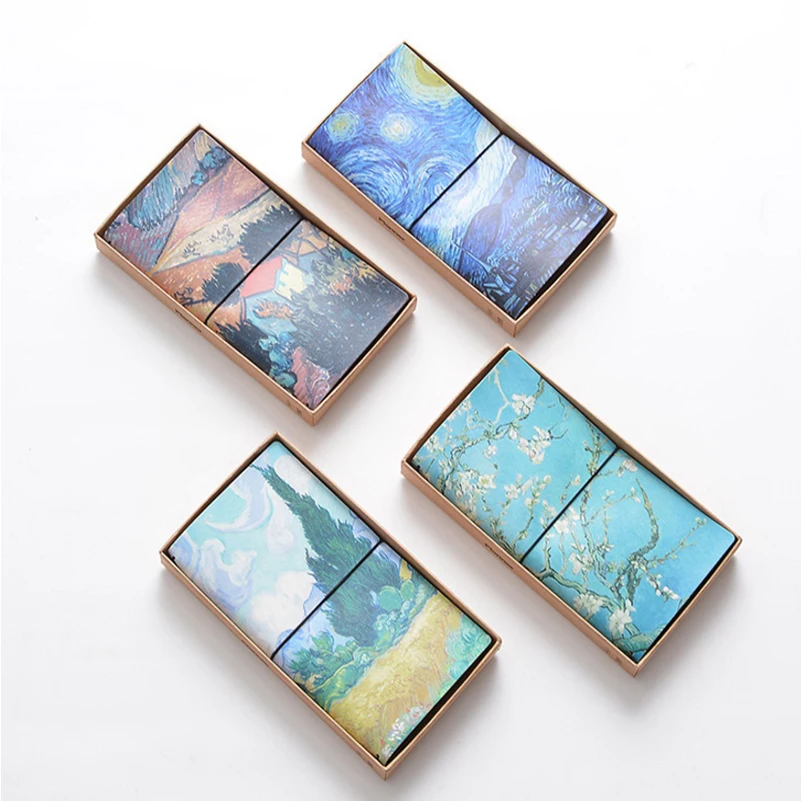 Famous Van Goah Painting PU Leather Cover Planner Notebook Diary Book Composition Binding Daily Memos Gift Stationery