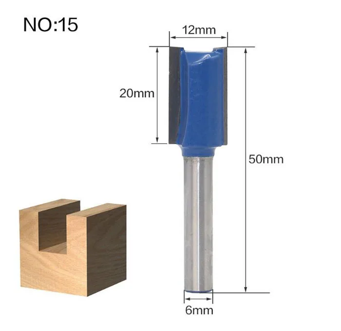 1 шт. 6 мм хвостовик древесины маршрутизатор бит фрезы прямой концевой фрезы триммер очистка заподлицо угловая круглая бухта коробка биты инструменты - Cutting Edge Length: NO 15