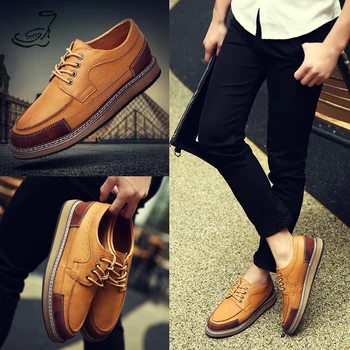 

Spring British Vintage Platform Round Toe PU Leather Male Flats Fashion Brockden Carved Low-top Mens Casual Oxfords Shoes
