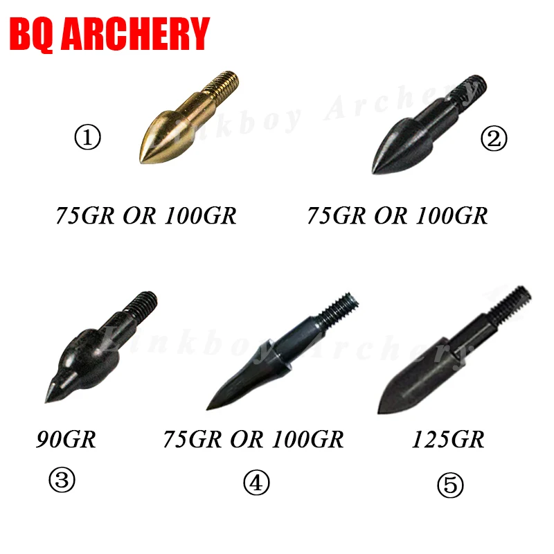 12pcs Archery Arrows point tips Weight 75gr90gr 100gr 125gr Broadhead Arrowhead for Compound