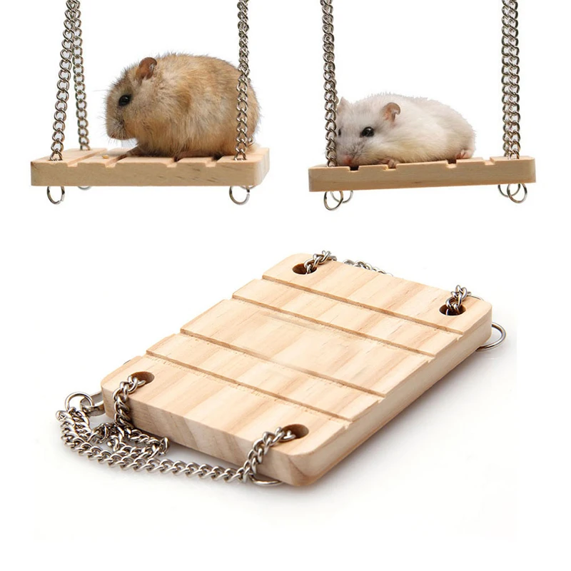 Hamster Toys Wooden Swing Seesaw Rat Mouse Harness Parrot Pet Hanging Suspensionin Toys from