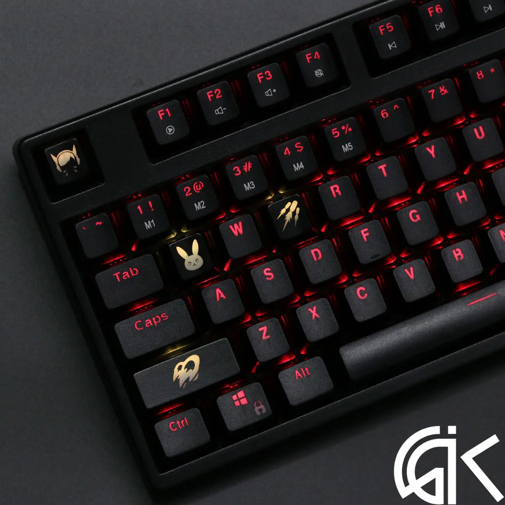 4 шт./компл. keysets подсветка OW ключ Шапки из АБС-пластика с гравировкой клавиши блеск-через для патруля gamer механическая клавиатура ANSI черный