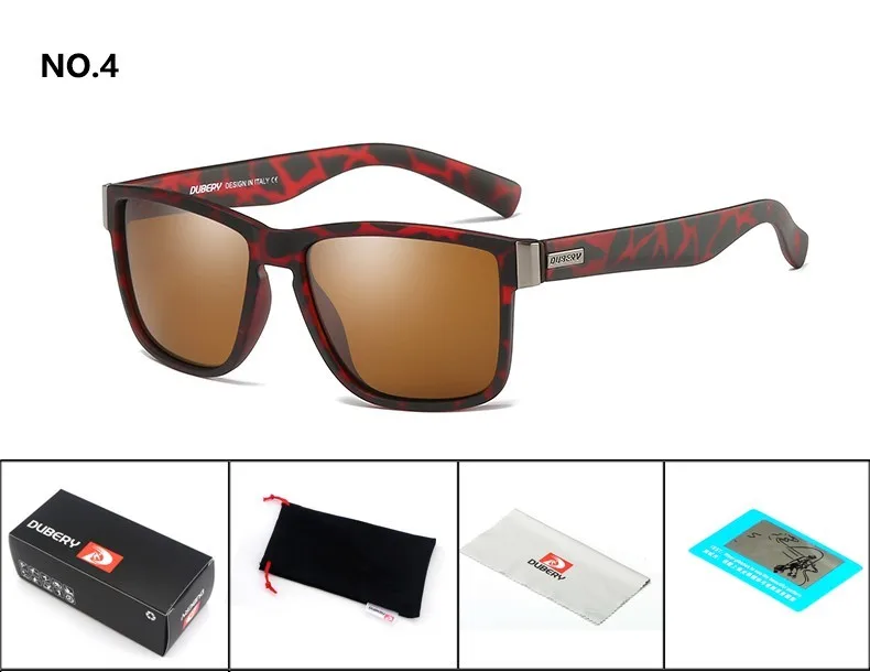 DUBERY солнцезащитные очки для мужчин и женщин Поляризованные новые модные квадратные Винтажные Солнцезащитные очки для спорта вождения Ретро зеркало роскошный бренд - Цвет линз: 4