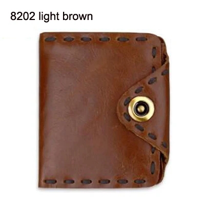 8202 light brown Мужской кошелек из натуральной кожи, винтажный ковбойский стиль, мужские кошельки ручной работы из натуральной воловьей кожи, мужской держатель для карт, cartera hombre FB4088 - Цвет: 8202 light brown