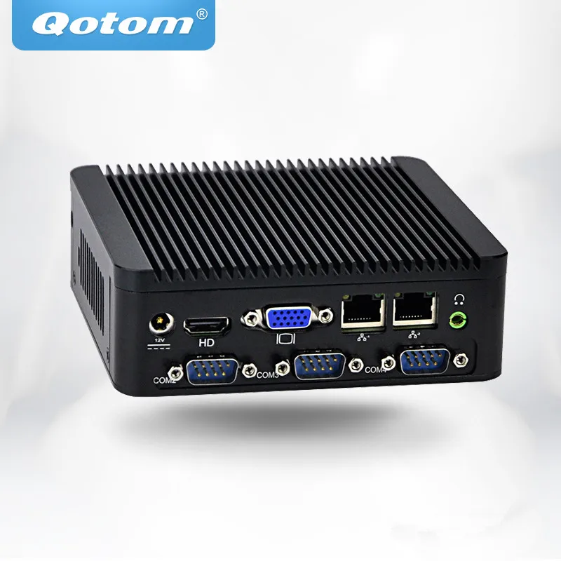 OEM/ODM безвентиляторный мини-ПК Qotom Q180P/Q190P с celeron J1800/J1900 на борту 1080 P 4 последовательный порт dual lan мультимедийный плеер