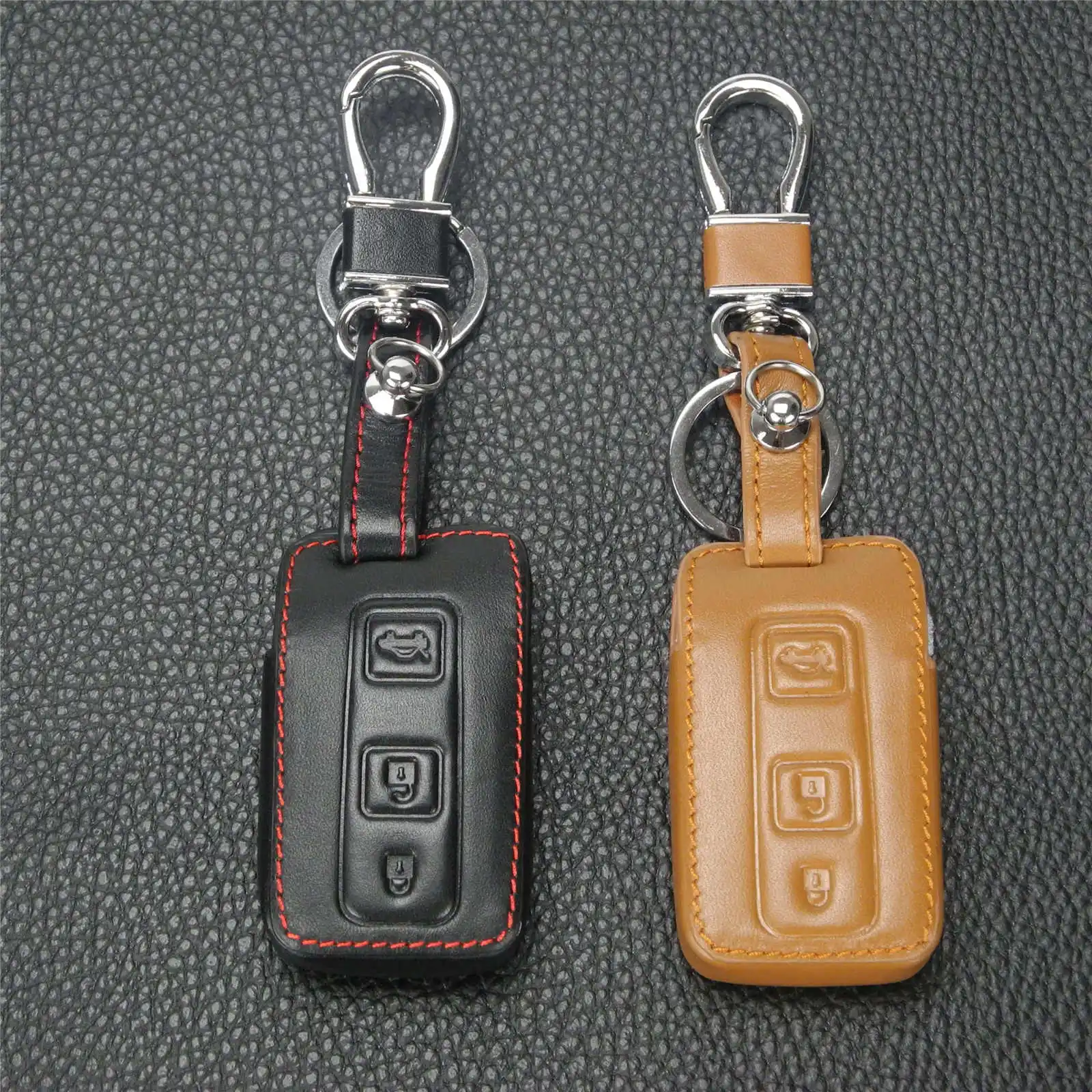 

jingyuqin 3 Buttons Smart Remote Leather Key Fob Case for Toyota Avenix Crown Prius Fob Key Protect Cover Bag Styling