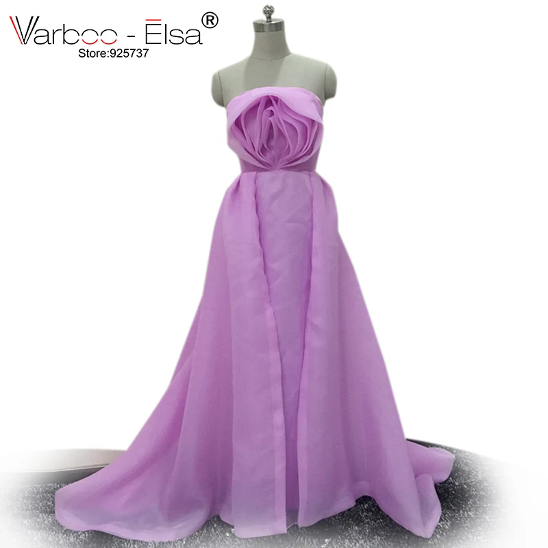 Varboo_elsa Vestidos Elegantes Noche арабский Стиль Вечерние платья Длинные 2018 Высокое качество органзы Фиолетовый Выпускные платья