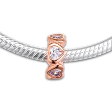 Подходит для браслетов Pandora Space In My Heart Charms с розовым золотом цвет Серебро 925 пробы-ювелирные изделия бусины