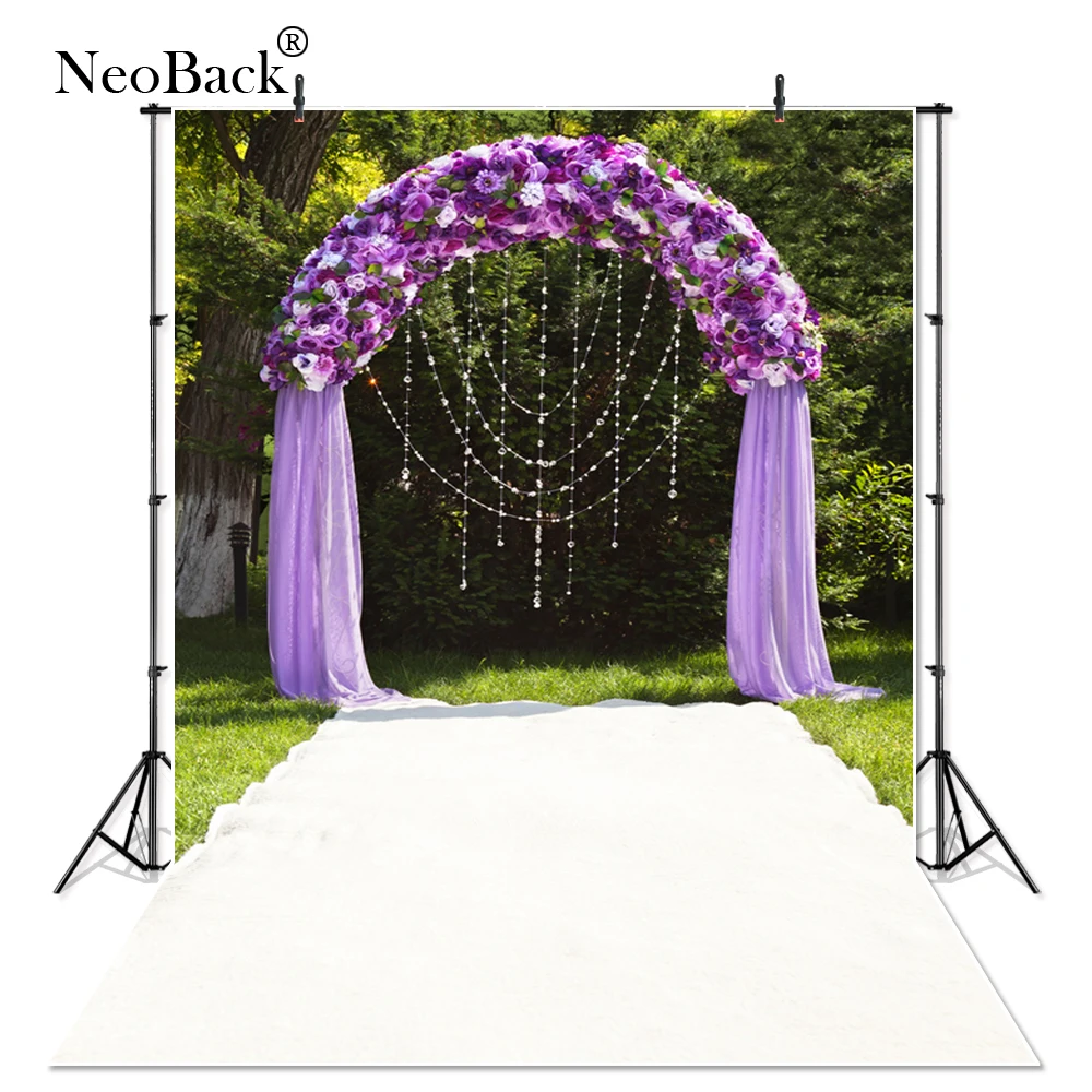 NeoBack Vinyl Purple Floral Arch Wedding Party Scene Photo backgrounds
