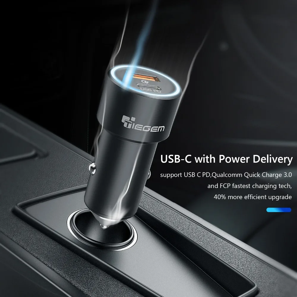 Автомобильное зарядное устройство TIEGEM с двумя USB портами для iPhone быстрая зарядка