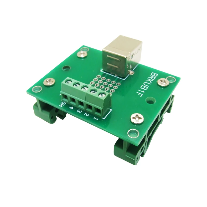

USB Type B Female Right Angle Jack Breakout Board, Terminal Block Connector.