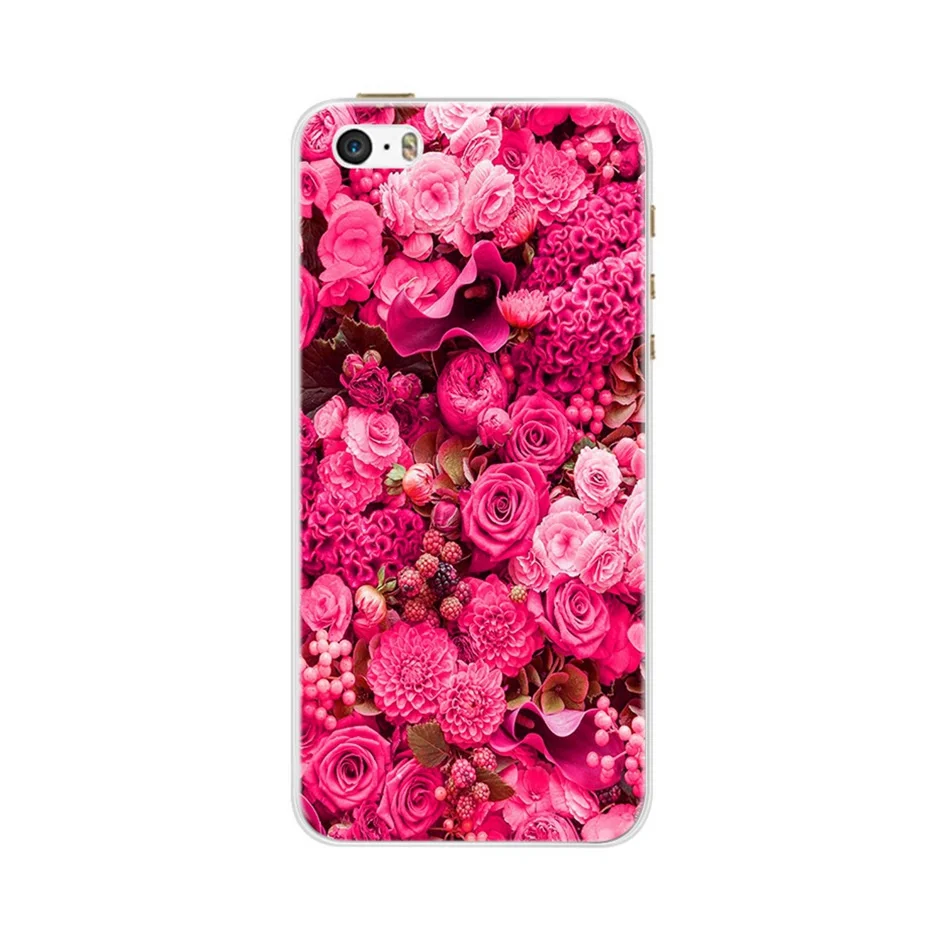 Чехол для телефона для iPhone 4, 4S, 5, SE, 5S, 5SE, Fundas, Coque, силиконовый чехол, мягкая задняя крышка для iPhone 4, 5 S, чехол, милый цветок, ультра тонкий