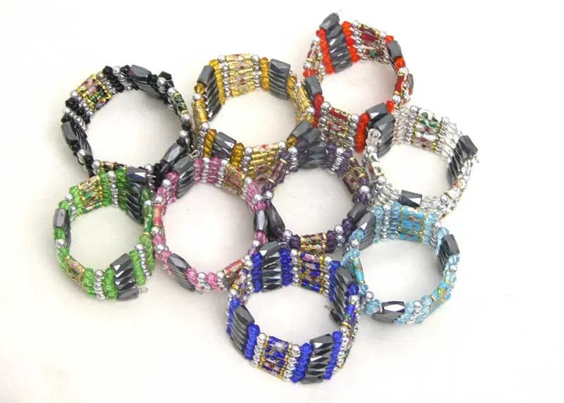 10X Черный Гематит магнитные бусины и многоцветная перегородчатая и тибетские серебряные бусины ожерелье/браслет-who110
