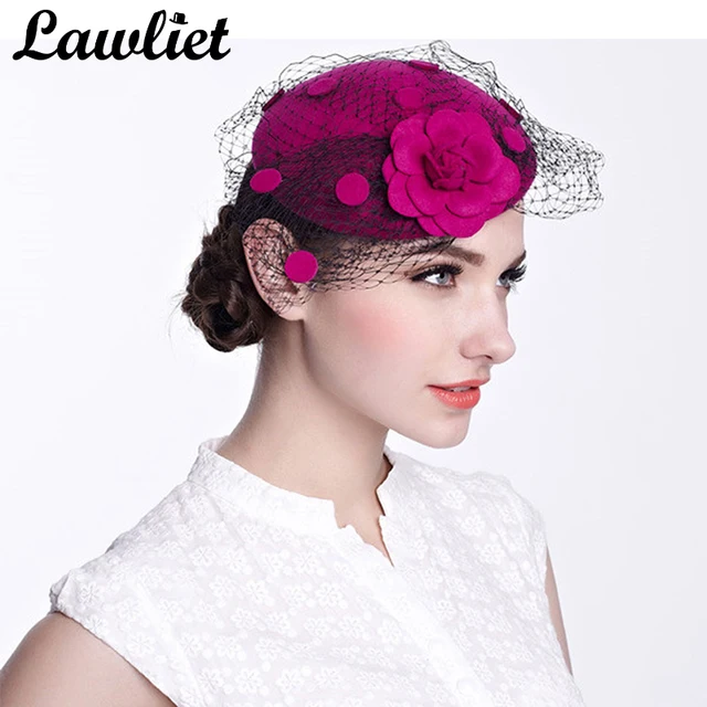 Hot Pink Las Hats Vintage Fascinator Wool Hair Pillbox Hat Hot Pink Las Hats Vintage Fascinator Wool Hair Pillbox Hat Rose Veil Tail Party Wedding