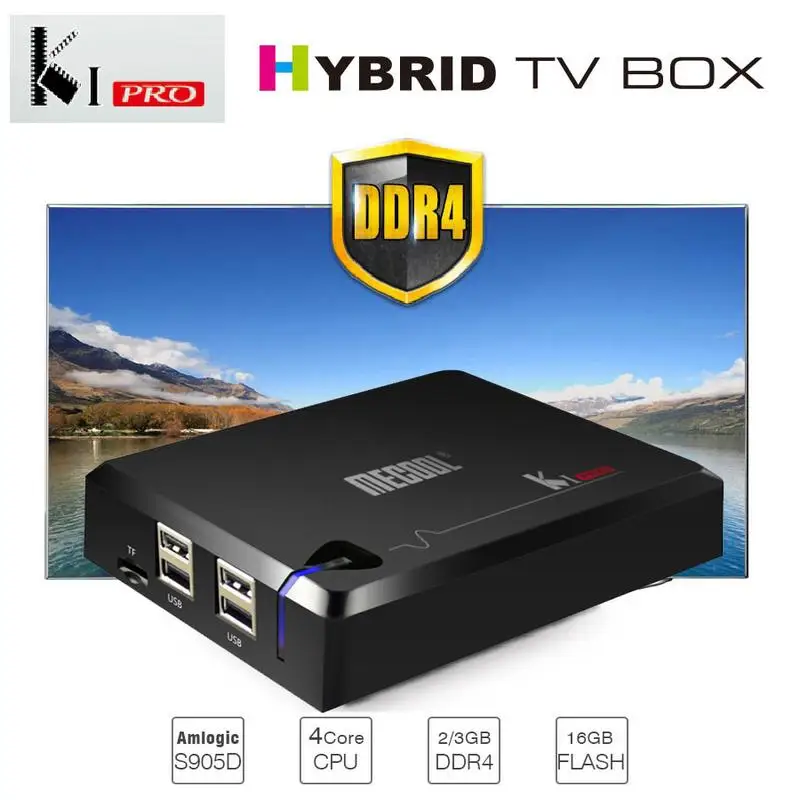  KI PRO Amlogic S905D Android 7.1 Hybrid TV Box DVB-T2/S2/C Quad Core 64 bit 2G 16G K1 PRO Set Top B