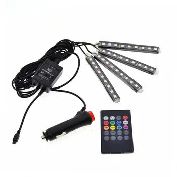 

RGB LED Car Interior Atmosphere Glow Sticker Strip Lights Car 5050 RGB LED Strip Light LED Strip Lights With Music 24Key Remote