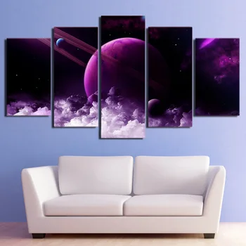 

HD printed 5 Piece Canvas Painting Universe Galaxy Purple Posters Modular Wall Pictures for Living Room Home Decor