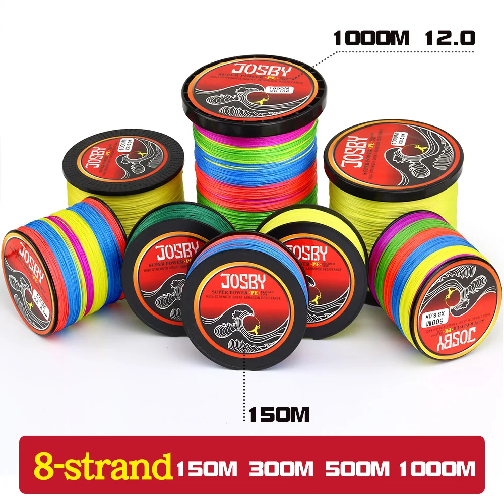 JOSBY 300 M 500 M 1000 M 8 السواحل 10-78LB جديد PE مضفر الصيد سلك المتعددة الشعيرات سوبر قوي خيط صنارة الصيد اليابان متعدد الألوان