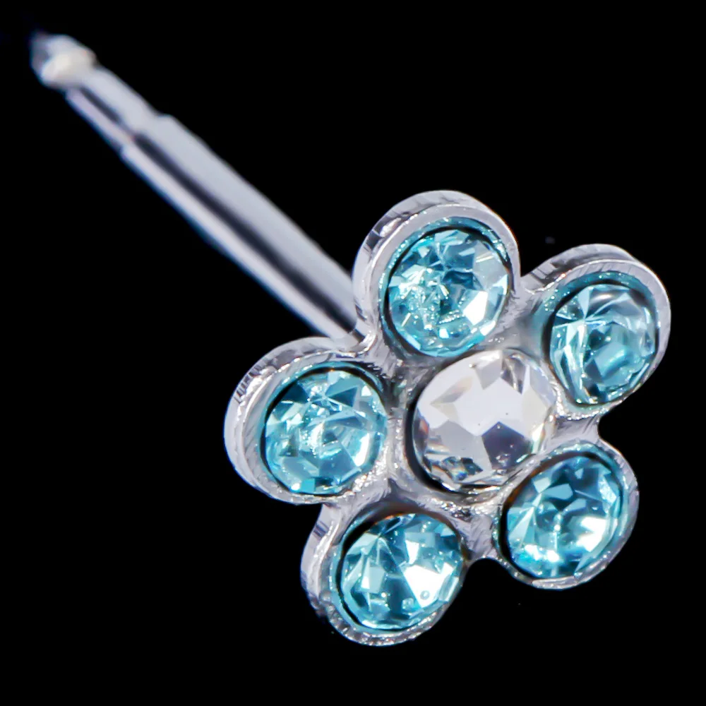 

BestP Daisies Flower Sterlised Disposable Safety Nose Ear Piercing Device+Sterile Bezel Crystal Stud Makeup Tool Kit 5 COLORS