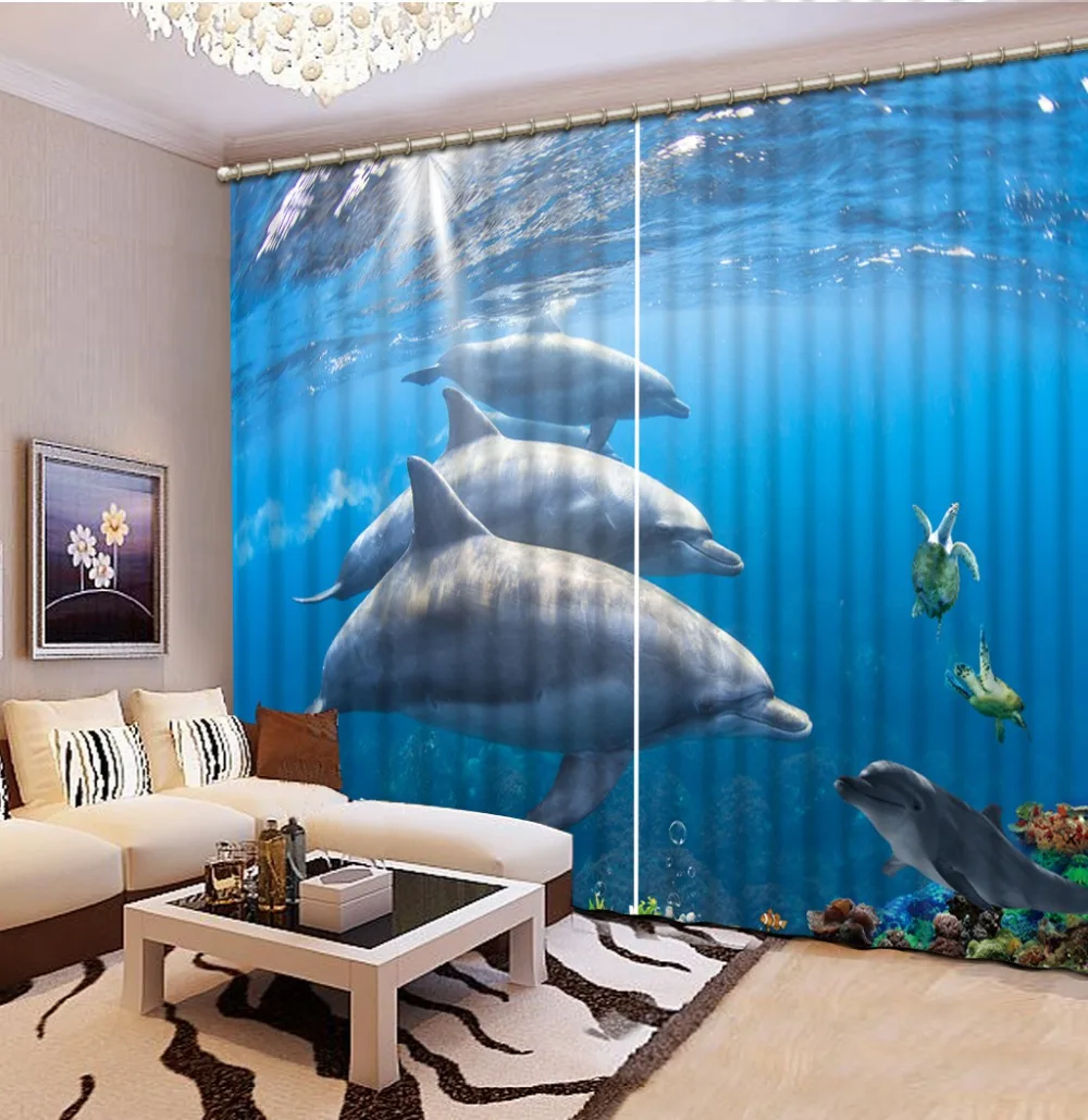 

Photo Customize size ocean dolphin custom curtain