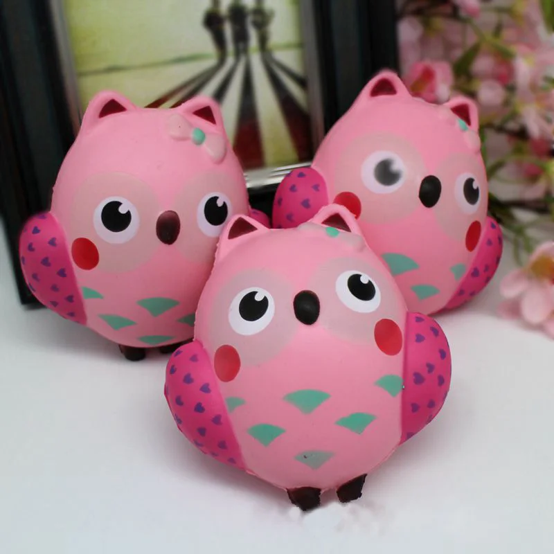 Squishies Kawaii البومة اسفنجي بطيئة ارتفاع لينة ضغط محشوة لعب الاطفال أحزمة هاتف المحمول مضحك ضغط الإفراج هدية