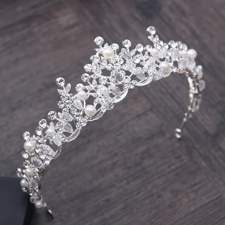 Crystal Pearl Bridal Crown Woman Tiaras Hair Jewelry Ornaments Hairwear Bride Headbands Wedding Hair Accessories hair accessory hair headdress jewelry accessories bridal headwear hair band crown