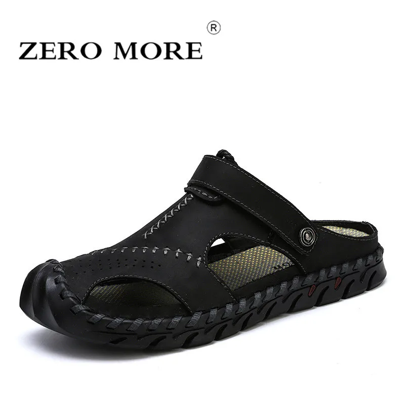 ZERO MORE/Мужская обувь больших размеров; Прошитые сандалии из спилка; мужские стильные тапочки; пляжные сандалии-гладиаторы в римском стиле; мужские слипоны