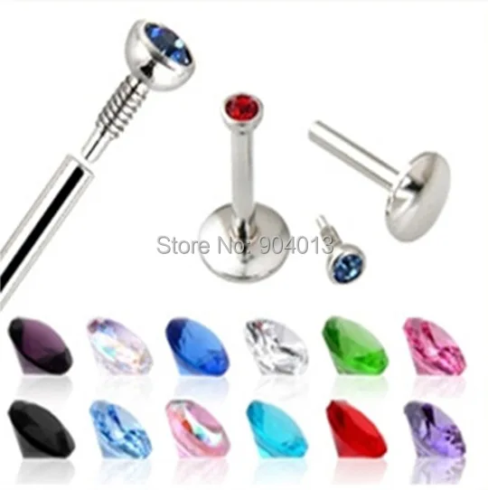 1pcs Colorful Surgical Stainless Steel Gem Stone Internally Thread