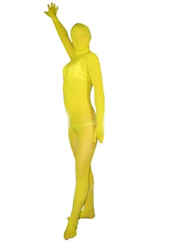 

(V08) Yellow Velvet Transparent Tights Unisex Fetish Zentai Suits