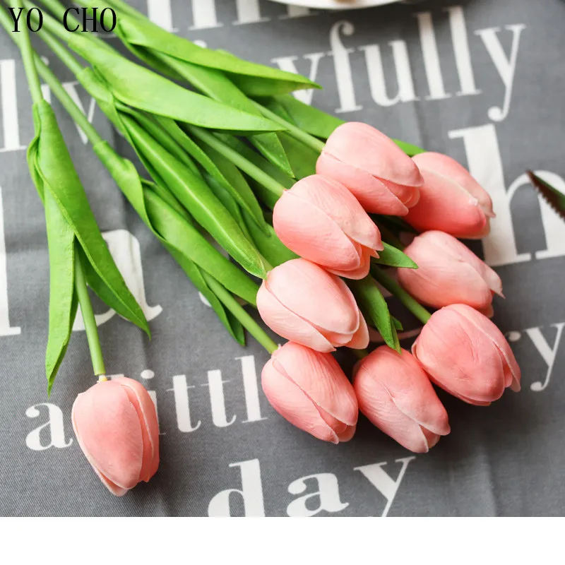 Йо Чо 11 шт./лот тюльпаны Искусственные цветы PU Флорес Para Decoracion Hogar Свадебные