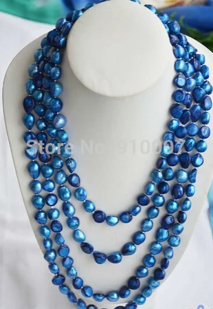 

LHX54143>>>>100" 9-11mm blue baroque freshwater cultured pearl necklace