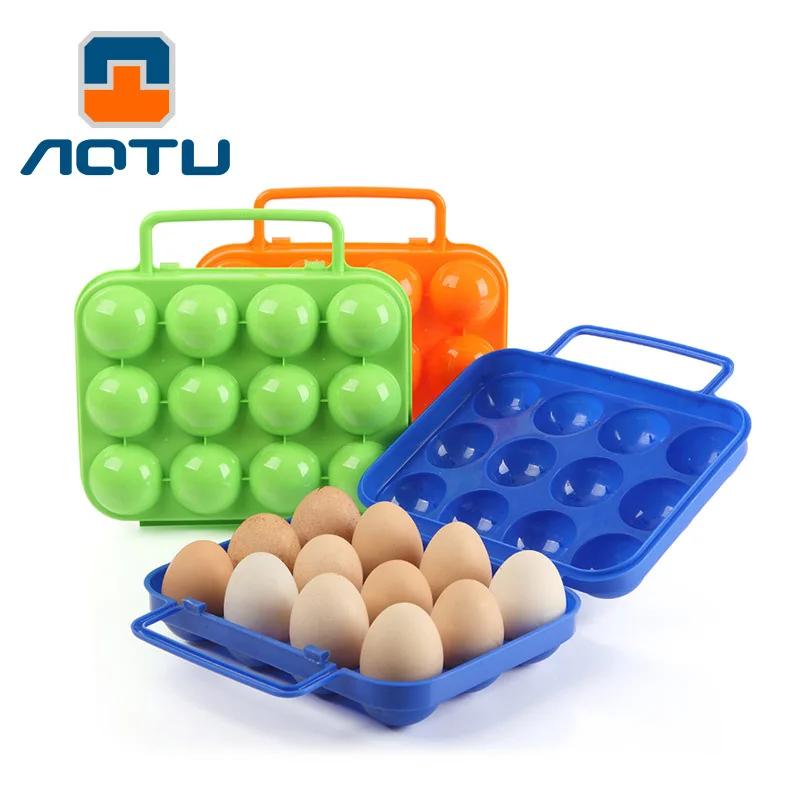 

1pc Plastic 12 Grids Portable Camping Picnic Barbecue Outdoor Egg Box Convenient Kitchen Egg Storage Boxes