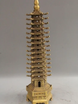 

18" Chinese Buddhism Reliclion Bronze 15 Floors Wen Chang Stupa Pagoda Tower