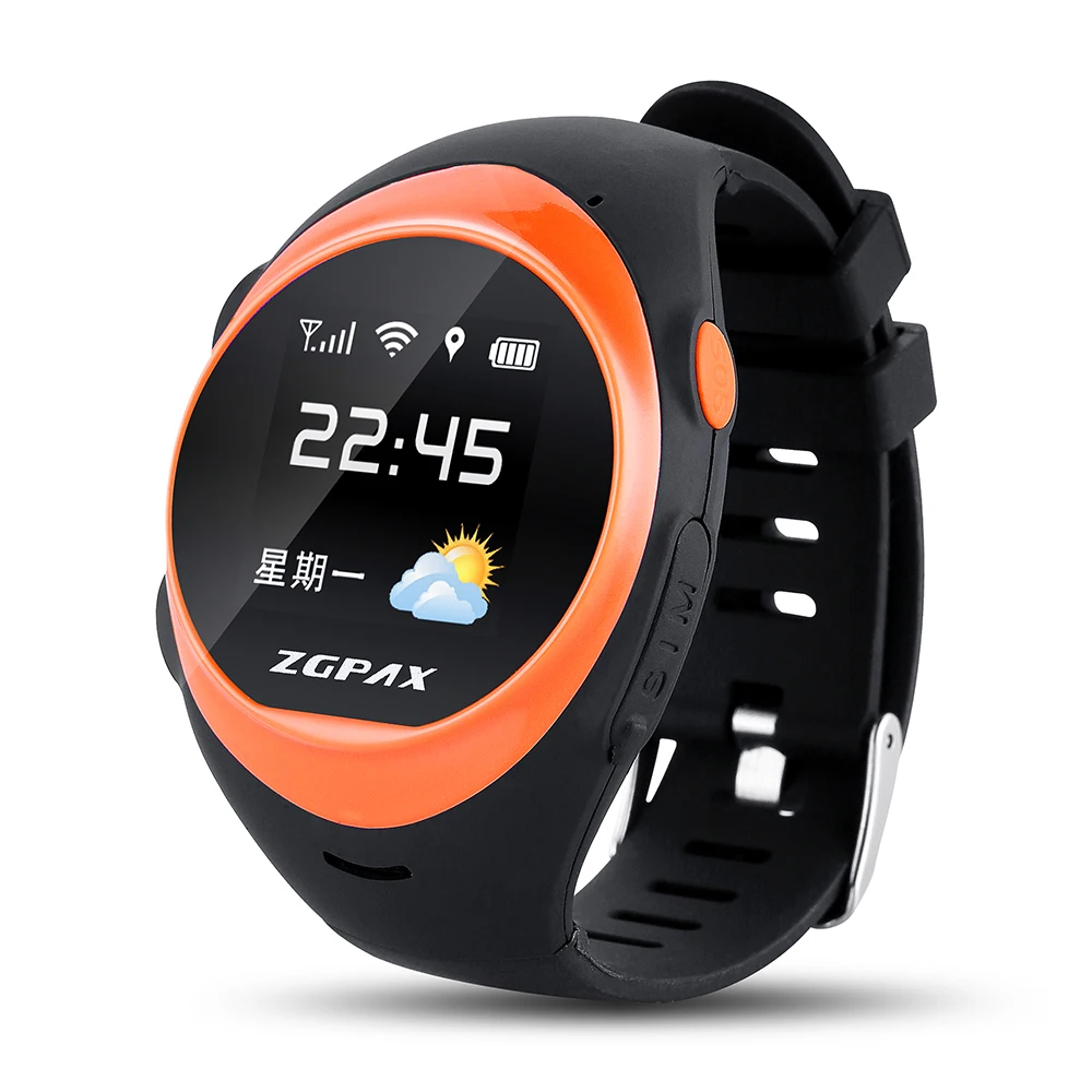 

ZGPAX S888A Elders GPS Watch Old Man Tracking Watch WiFi GSM LBS Positioning Geo-fence SOS Anti-falling Alarm Pedometer Weather.