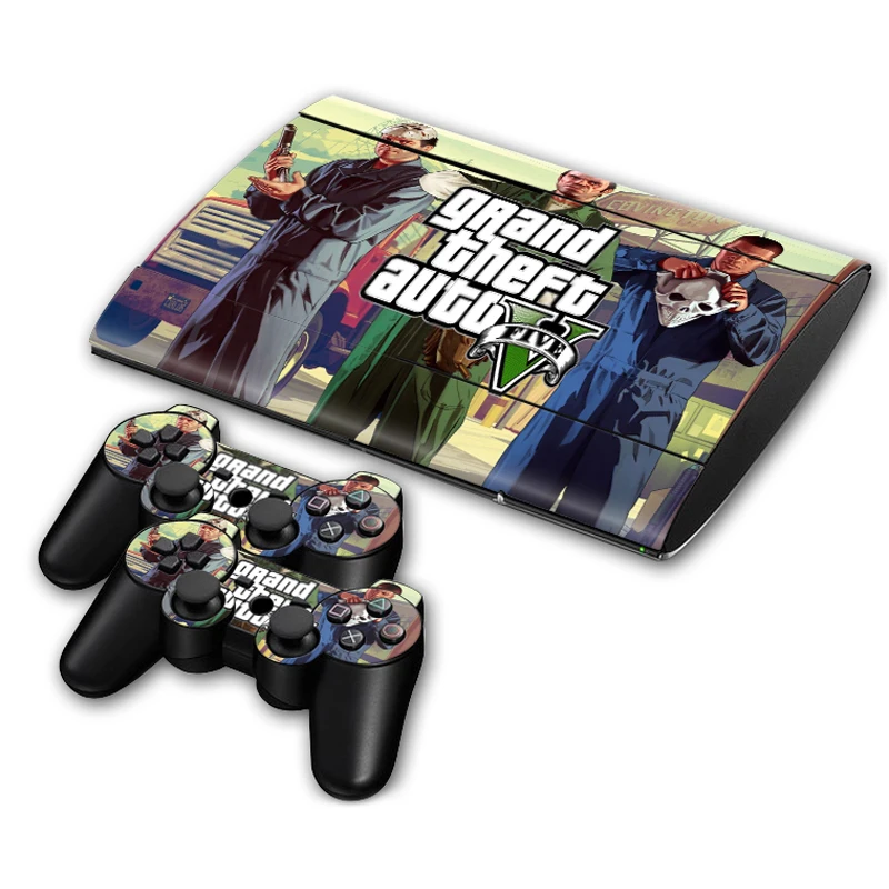 Grand Theft Auto V GTA 5 наклейка на кожу для PS3 Slim 4000 playstation 3 консоль и контроллеры для PS3 Skins Наклейка виниловая