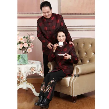 

2015 New Chinese Traditional Men's Women's Brocade Satin Wadded Jacket Coat M L XL XXL 3XL WNS201503