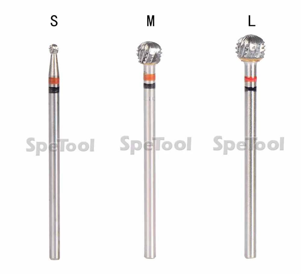 

SpeTool 1 piece Tungsten Carbide Nail Drill Bit Ball Shape 3 Sizes Removing Gel Accessory For Electric Manicure Pedicure Machine