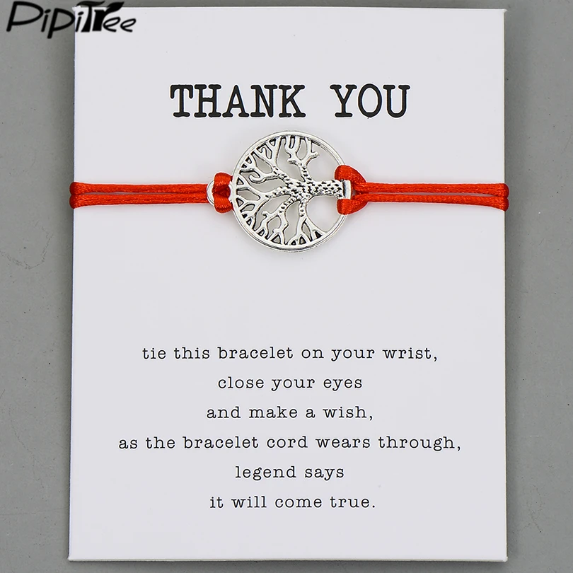 

Pipitree Life Tree Angel Leaf Heart Crown Charm Wish Bracelet Red String Bracelets for Women Men Kids Lovers Couple Jewelry Gift