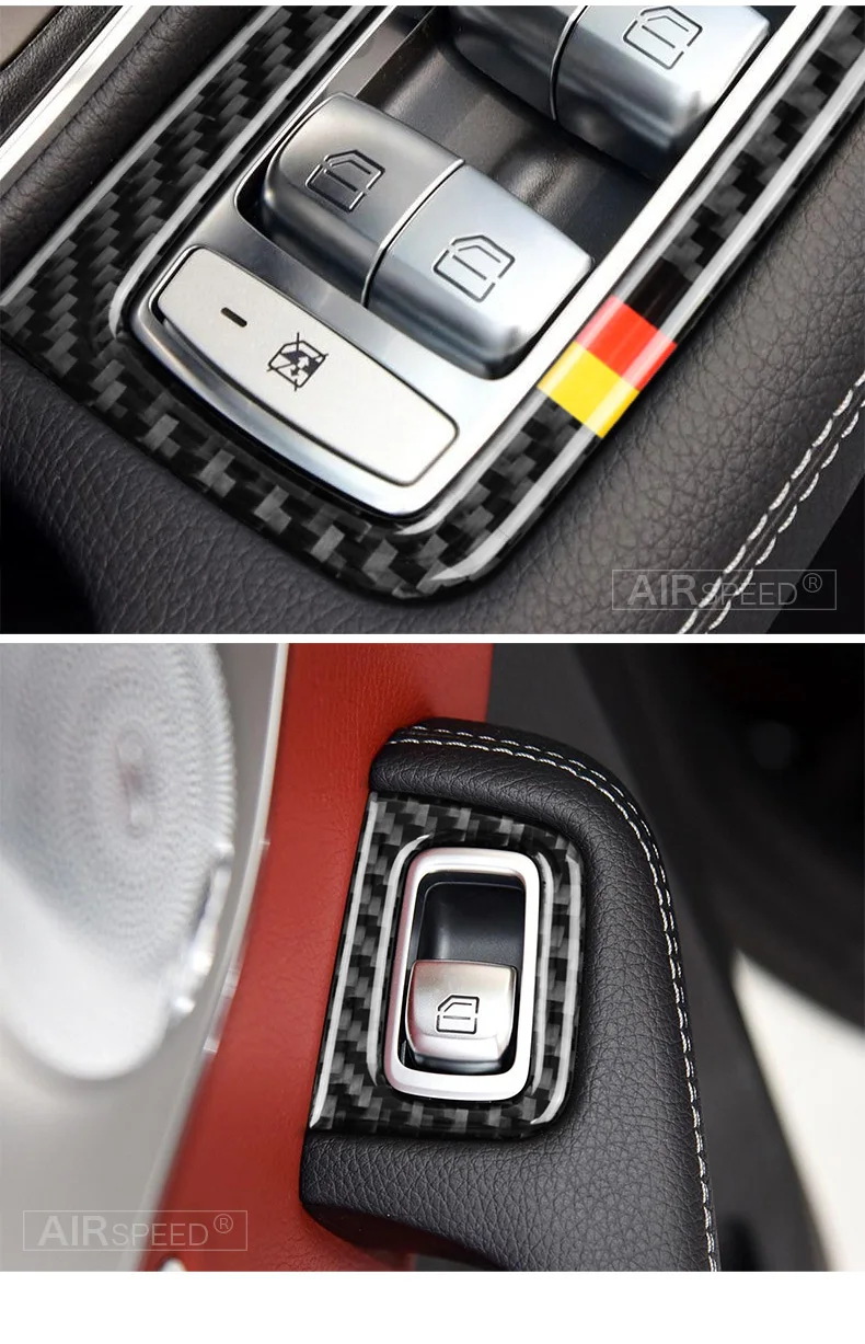 Mercedes Benz W205 C Class C180 C200 C300 GLC Accessories Carbon Fiber Car Interior Window Switch Panel Trim Covers (4)